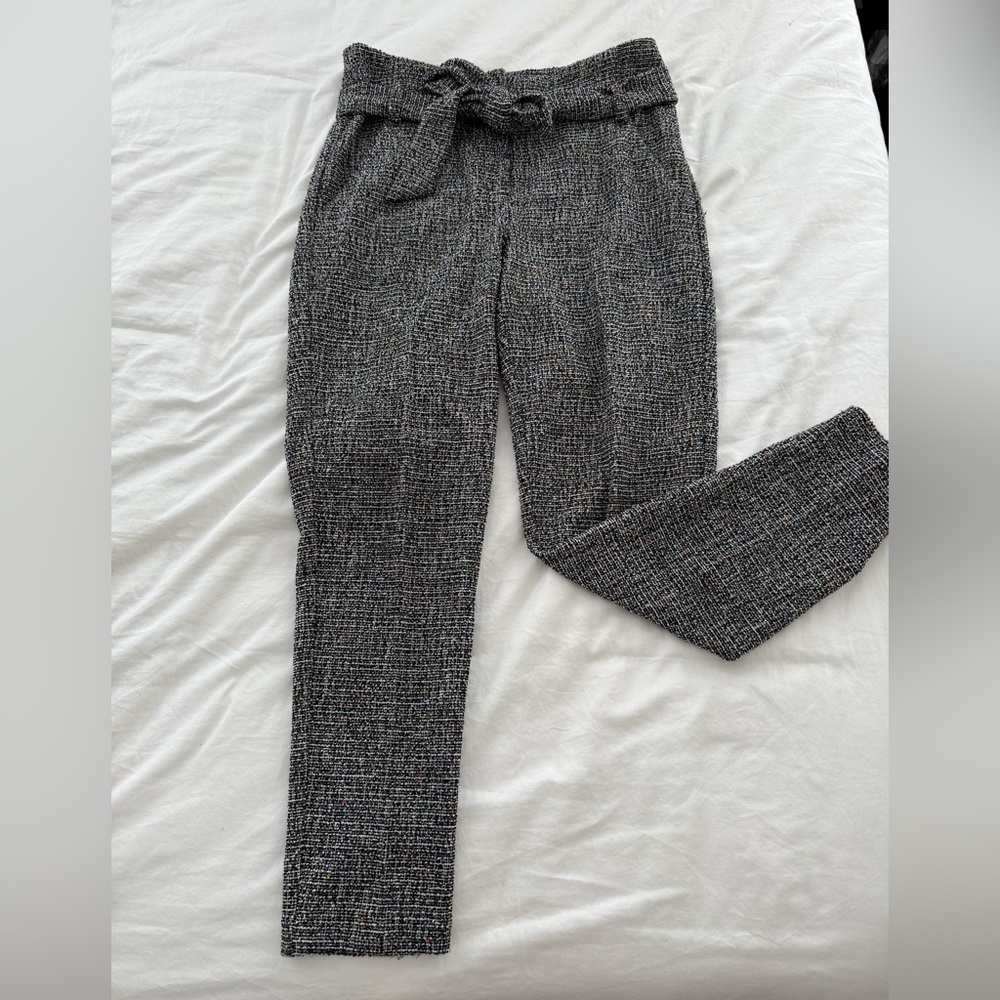 Women's Black High-Rise Tweed-like Pants